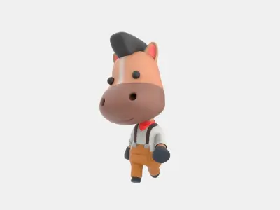 Cute Horse 3D Illustration 3D model purchase