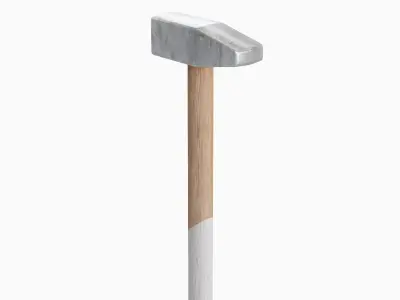 Wooden Industrial Hammer 02 Low-poly 3D model