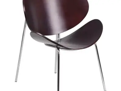Wood Seat Waiting Room Chair with Metal Frame 3D model