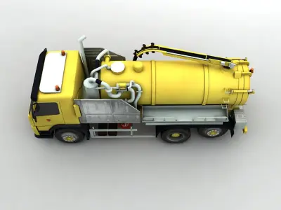 Industrial Vacuum Truck Volvo Low-poly 3D model