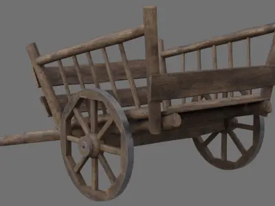 Wooden Cart 1A Low-poly 3D model