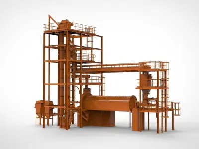 Industrial flour mill 3D model