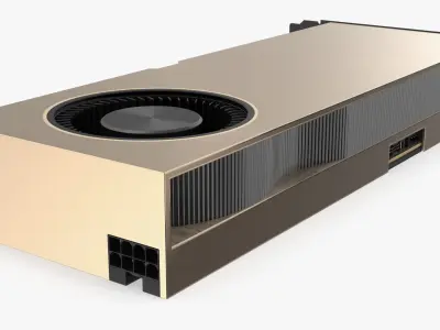 High-End RTX A6000 GDDR6 Graphics Card Gold 3D model