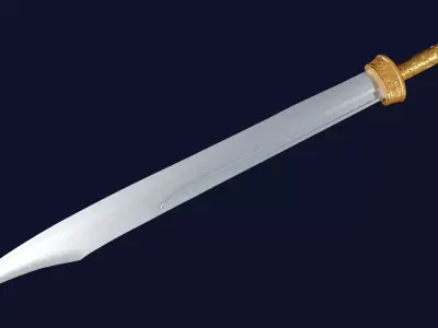 Falchion sword with Langsax handle Low-poly 3D model