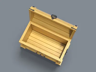 Old treasure  chest pine and brown Low-poly 3D model