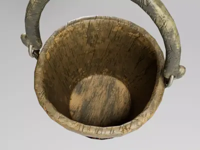 Old wooden bucket 3D model
