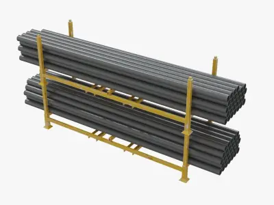 Pipes Storage Rack Low-poly 3D model