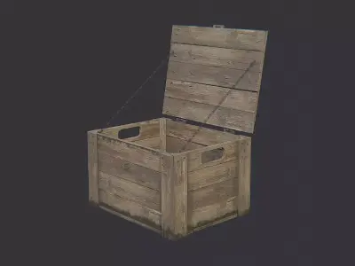 Military Wood Open Crate Low-poly 3D model