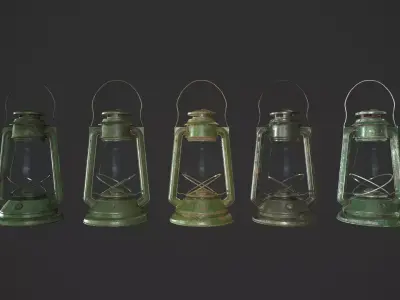 Old Lamp Kerosene - 5 Texture Sets - PBR - Game Ready  Low-poly 3D model