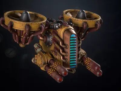 SteamPunk Battle Drone Low-poly 3D model