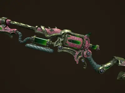 Modular toxic rifle shotgun revolver axe knife Low-poly 3D model
