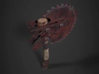 SAW AXE for Zombie games Low-poly 3D model