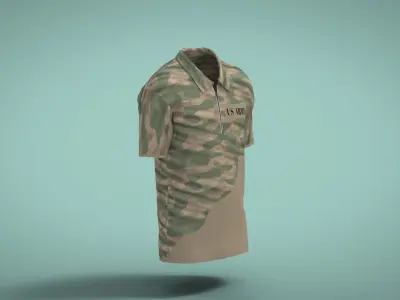 Military Outfit - T-shirt Low-poly 3D model 35