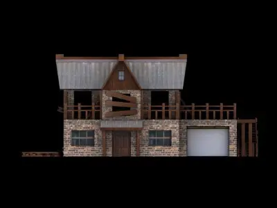 Town buildings pack  Low-poly 3D model