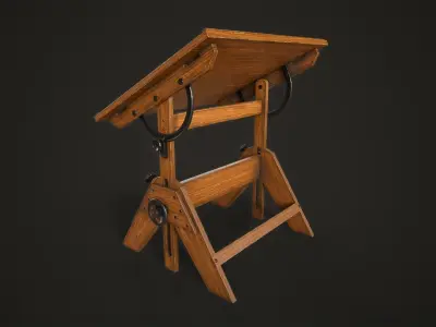 Artist drafting table Low-poly 3D model