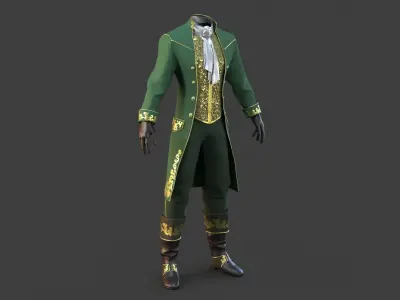 Green Vintage Clothing Men Suit Low-poly 3D model