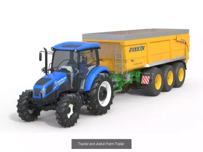 Combine Harvester Tractor Trailor v4 3D Model Pack