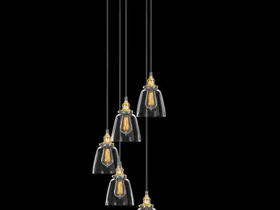 20TH C FACTORY FILAMENT CLEAR GLASS CLOCHE ROUND PENDANT 3D model