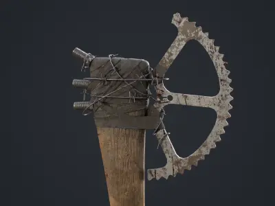 Homemade post - Apocalyptic Axe Low-poly 3D model