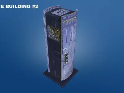Low Poly Sci-Fi Building 4 - Mega - Pixel City 3D Asset Pack Low-poly 3D model