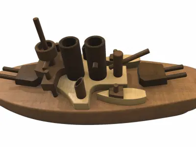 Wooden ship toy 1 Free 3D model
