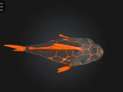 Lava Fish  Fierce Stylized Sea Creature Low-poly 3D model