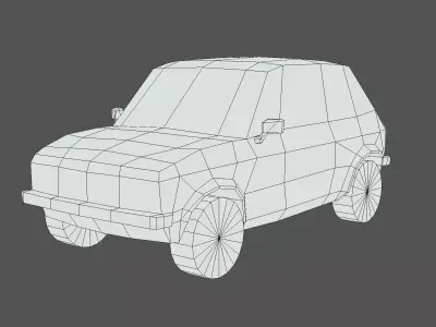 Vintage European Hatchback Car Low-poly 3D model