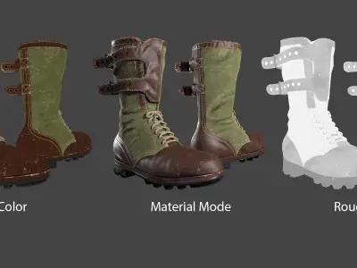 Military Jungle Boots Low-poly 3D model