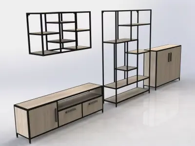 Industrial Modular Furniture Set 3D model