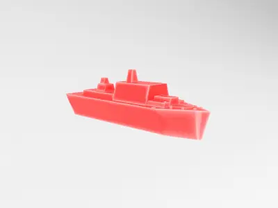 Cartoon Simple Warship v1 010 Low-poly 3D model