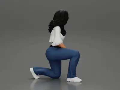 Chola Girl in sitting on knee  3D print model