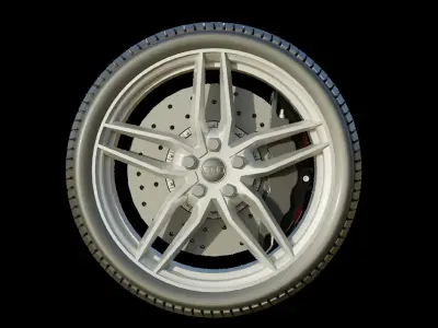 Audi R8 V10 Plus Wheel rigged Free 3D model