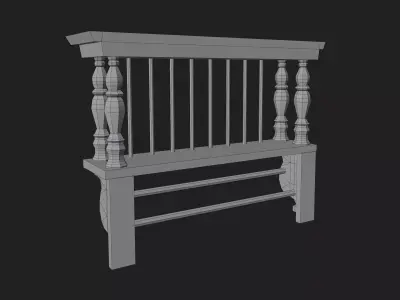 Wooden Wall Shelf Rack Low-poly 3D model