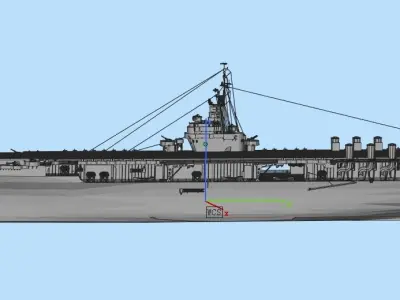 Large surface ship Low-poly 3D model