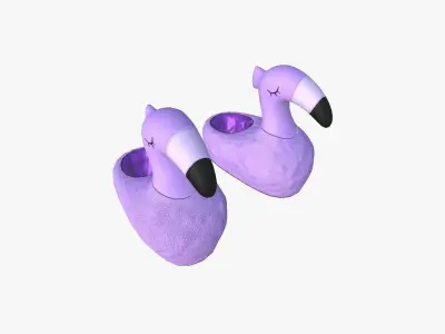 Slippers C04 Purple Flamingo - Costume Character Design Low-poly 3D model