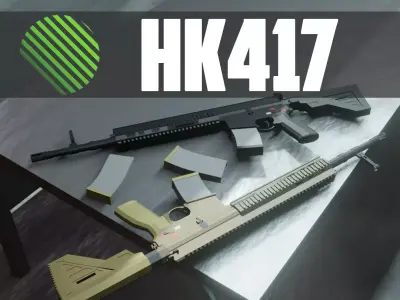 HK417 low poly ar - rifle Low-poly 3D model