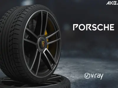 porsche sport car tyre 3D model