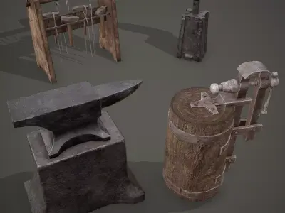 Medieval Blacksmith Furniture 4 Pack