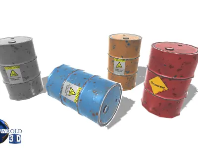 lowpoly metallic barrel 3d model Low-poly 3D model