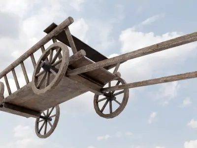 Wagon Wooden Low-poly 3D model