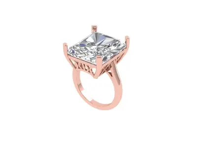 Emerald Solitaire Art Deco Ring 3D print model 2