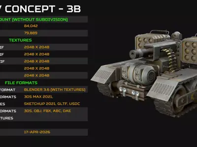 UGV Concept-3B-Urban-Dirty Low-poly 3D model