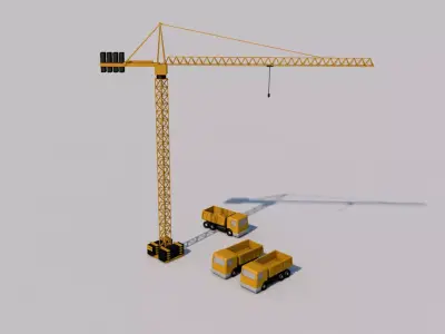truck  crane Low-poly 3D model