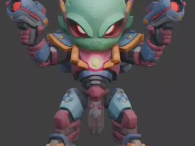 Aesthetic Heavy Combat Chibi 3D Model Low-poly 3D model get