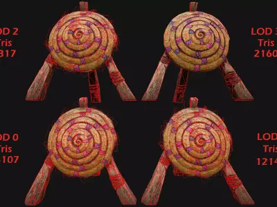 Medieval Wooden Straw Dummy for Training  Fair Castle Props Low-poly 3D model