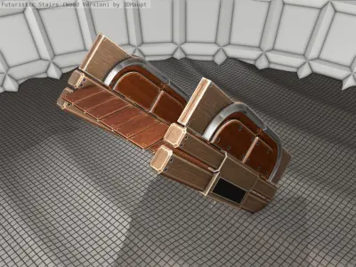 Wood Stairs Construction Element 23 Low-poly 3D model