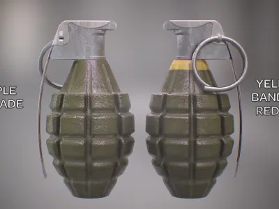 MK2 and MK2A1 Pineapple Grenade Newly Made WW2 Pack - MID POLY 3D model