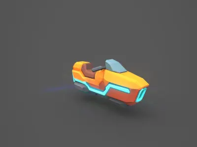Futuristic Low-Poly Hoverbike  Stylized Sci-Fi Vehicle Free low-poly 3D model