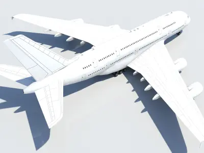 A380 Double Deck Wide-Body Airliner Static Blank Low-poly 3D model