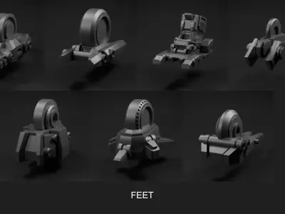 29 Mecha Hard Surface Kitbash Mini Set Low-poly 3D model